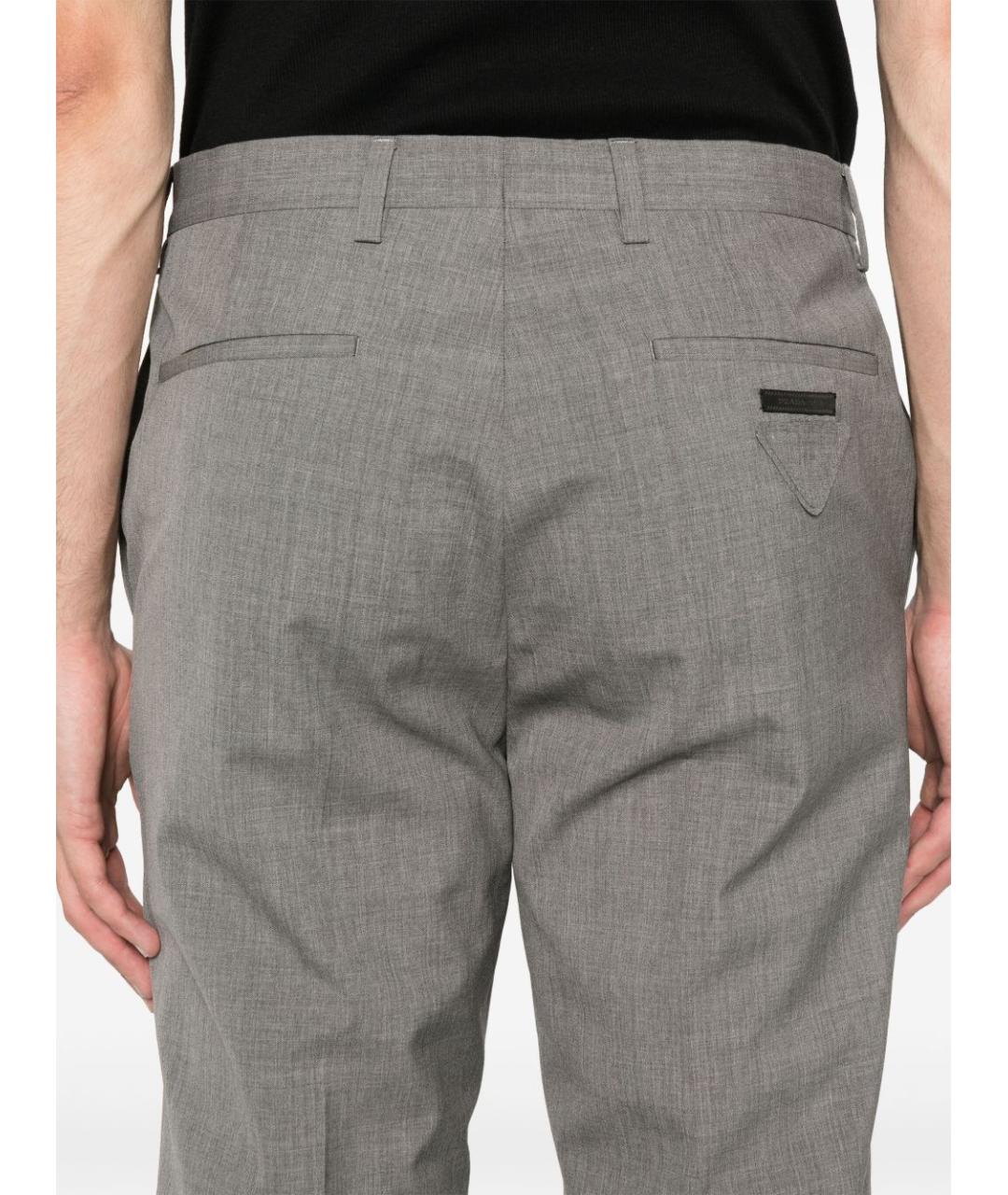 PRADA Серые шерстяные повседневные брюки, фото 2