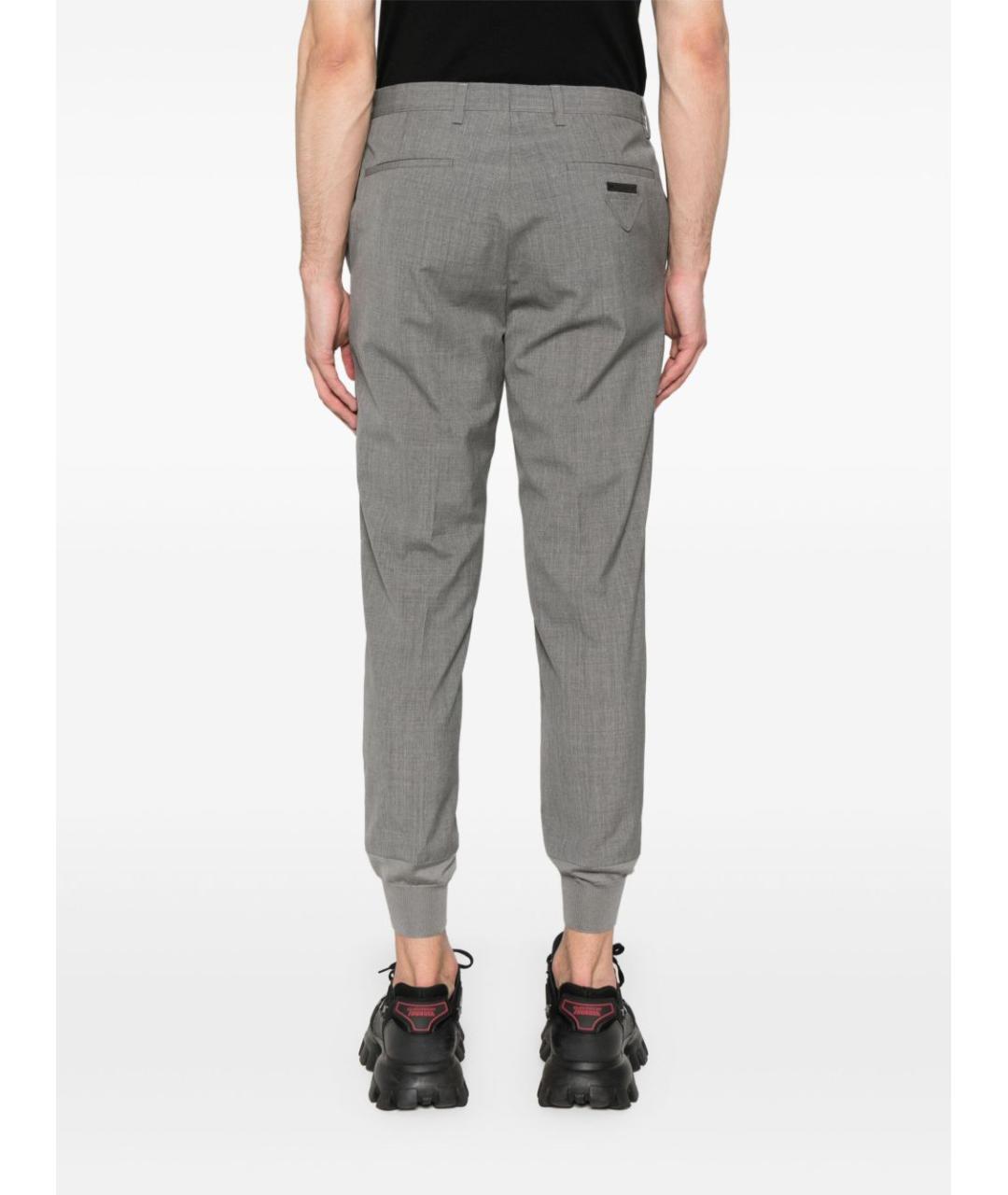 PRADA Серые шерстяные повседневные брюки, фото 3