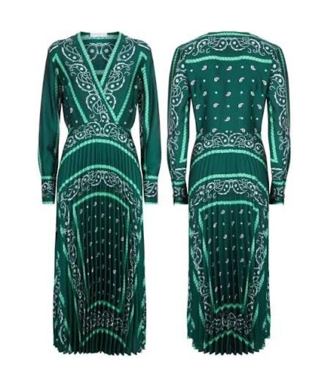 SANDRO Зеленые шелковое коктейльное платье, фото 2