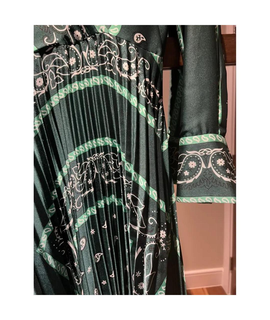 SANDRO Зеленые шелковое коктейльное платье, фото 6