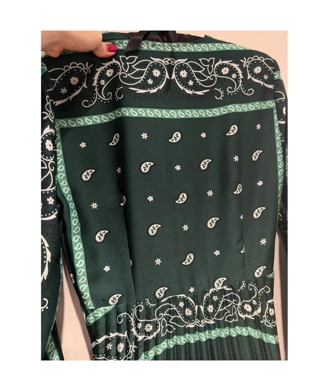 SANDRO Зеленые шелковое коктейльное платье, фото 3