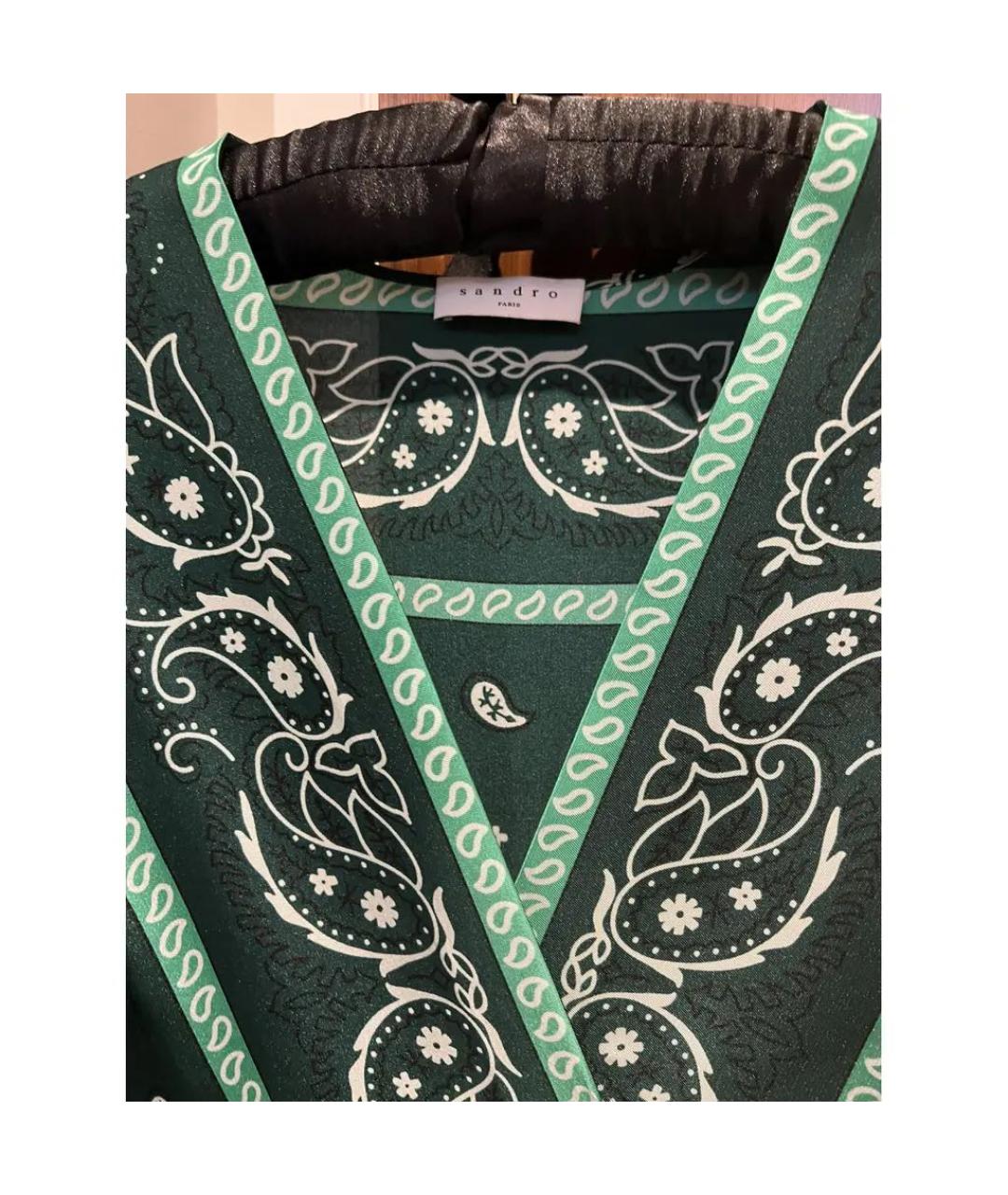 SANDRO Зеленые шелковое коктейльное платье, фото 4