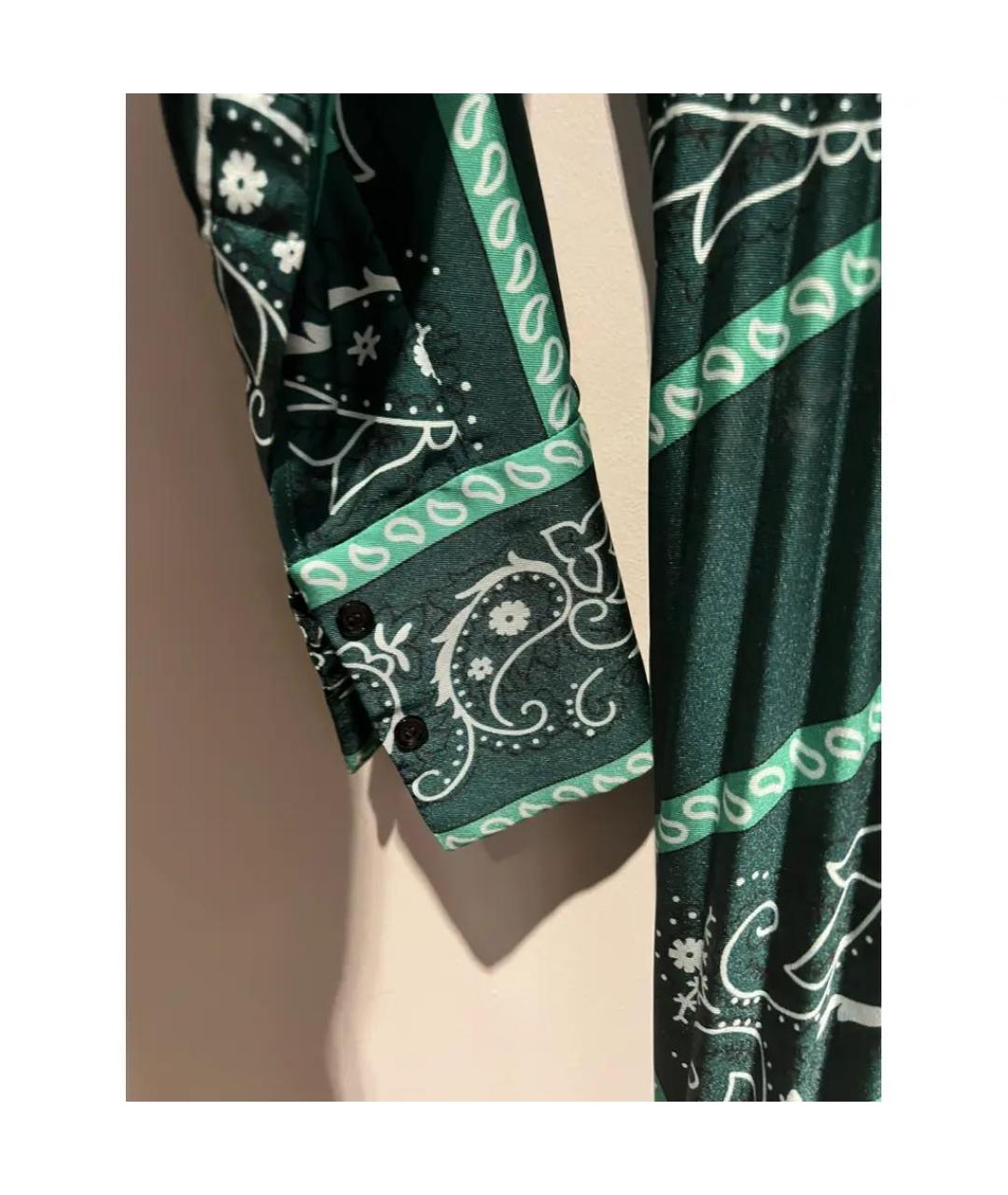 SANDRO Зеленые шелковое коктейльное платье, фото 5