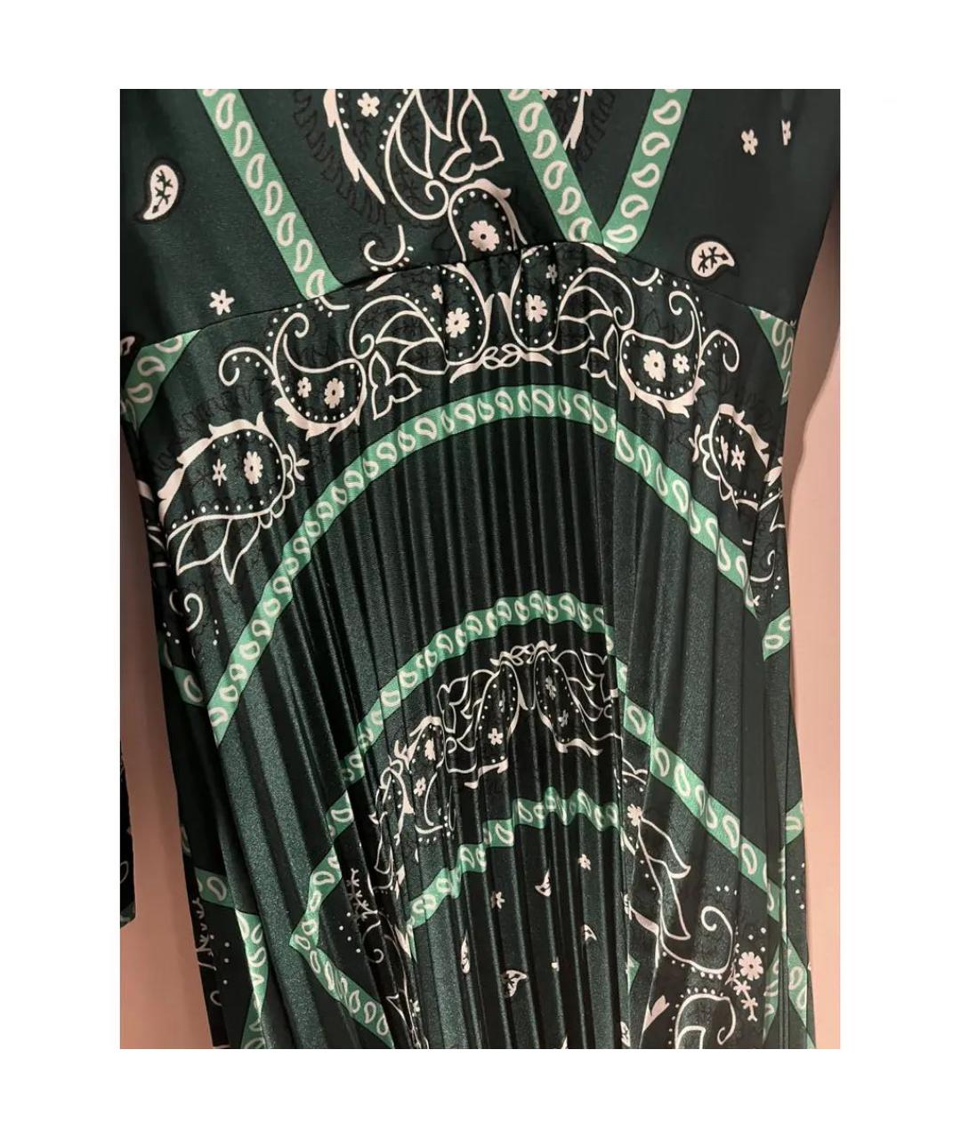 SANDRO Зеленые шелковое коктейльное платье, фото 8