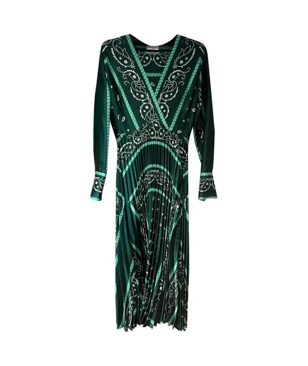 SANDRO Зеленые шелковое коктейльное платье, фото 1