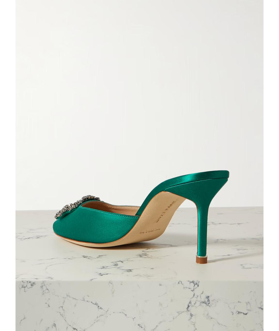 MANOLO BLAHNIK Зеленые текстильные мюли, фото 3