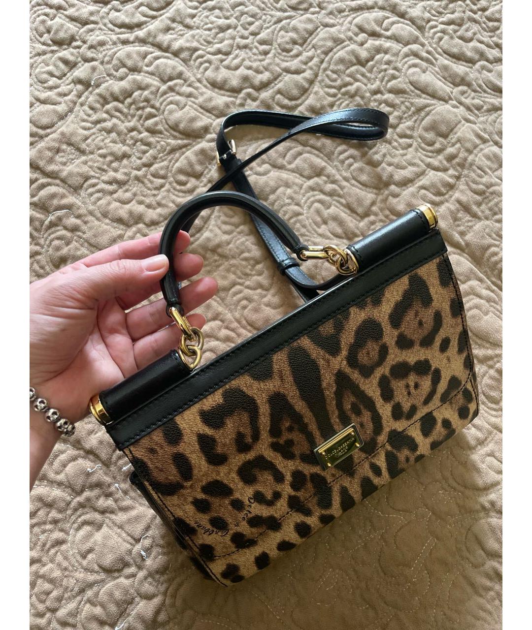 DOLCE&GABBANA Коричневая кожаная сумка через плечо, фото 4