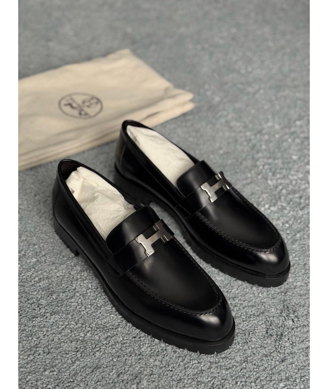 HERMES Черные кожаные лоферы, фото 5