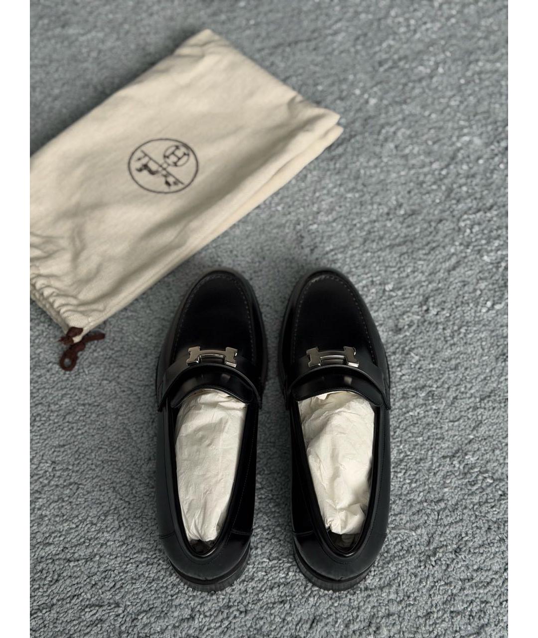 HERMES Черные кожаные лоферы, фото 3