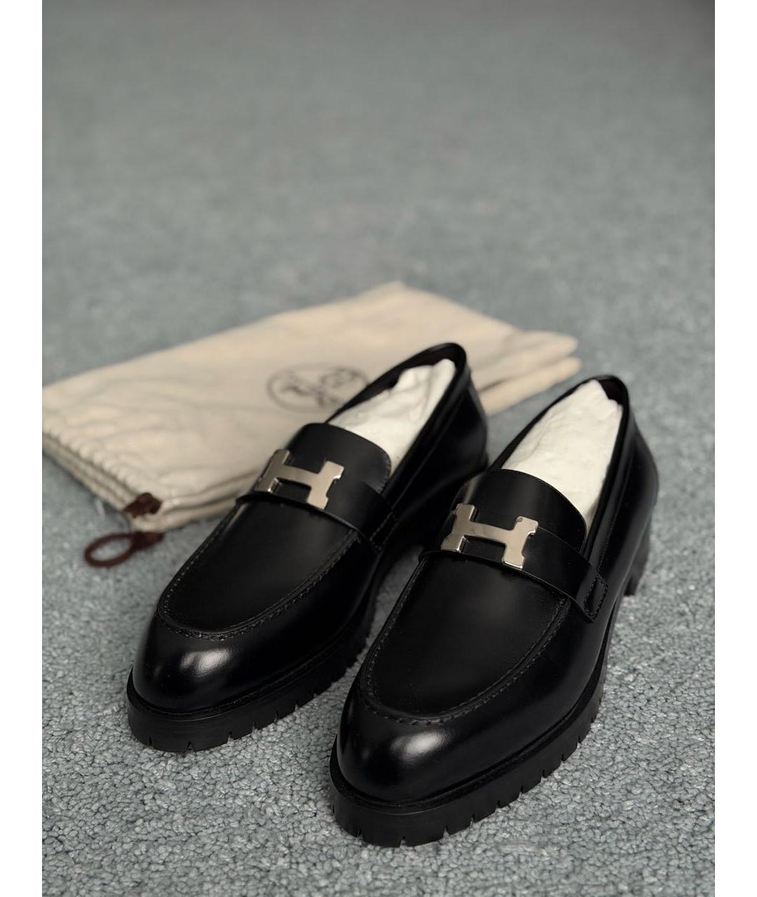 HERMES Черные кожаные лоферы, фото 6
