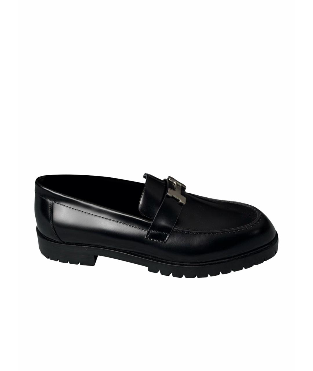 HERMES Черные кожаные лоферы, фото 1