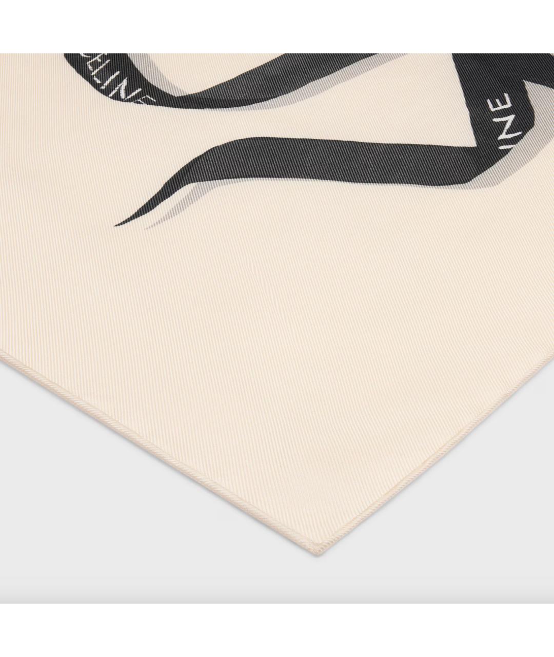 CELINE Бежевый шелковый платок, фото 3