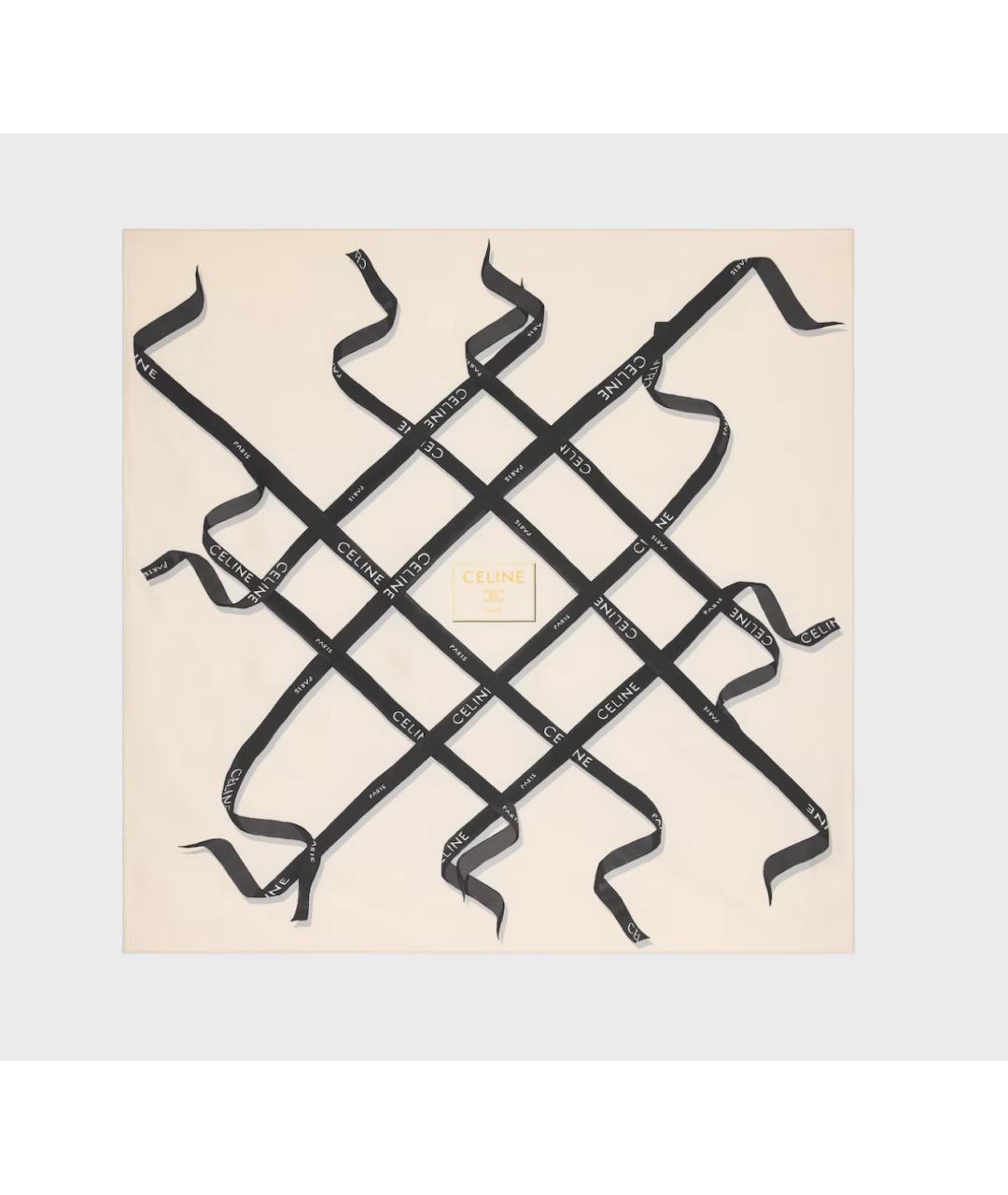 CELINE Бежевый шелковый платок, фото 4