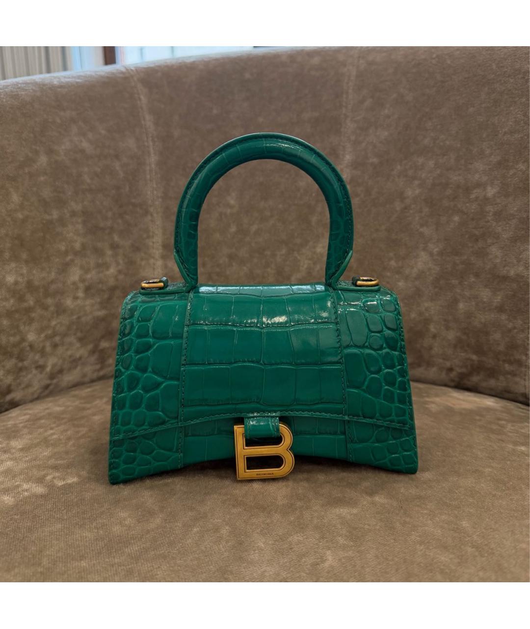 BALENCIAGA Зеленая кожаная сумка с короткими ручками, фото 8