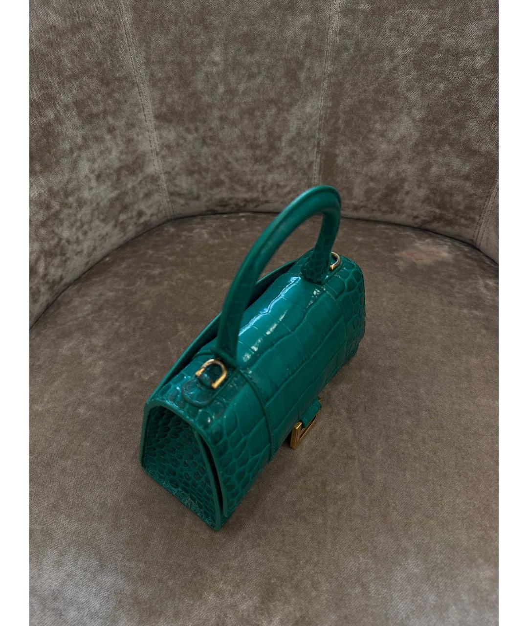 BALENCIAGA Зеленая кожаная сумка с короткими ручками, фото 5