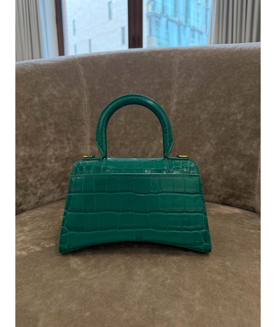 BALENCIAGA Зеленая кожаная сумка с короткими ручками, фото 6