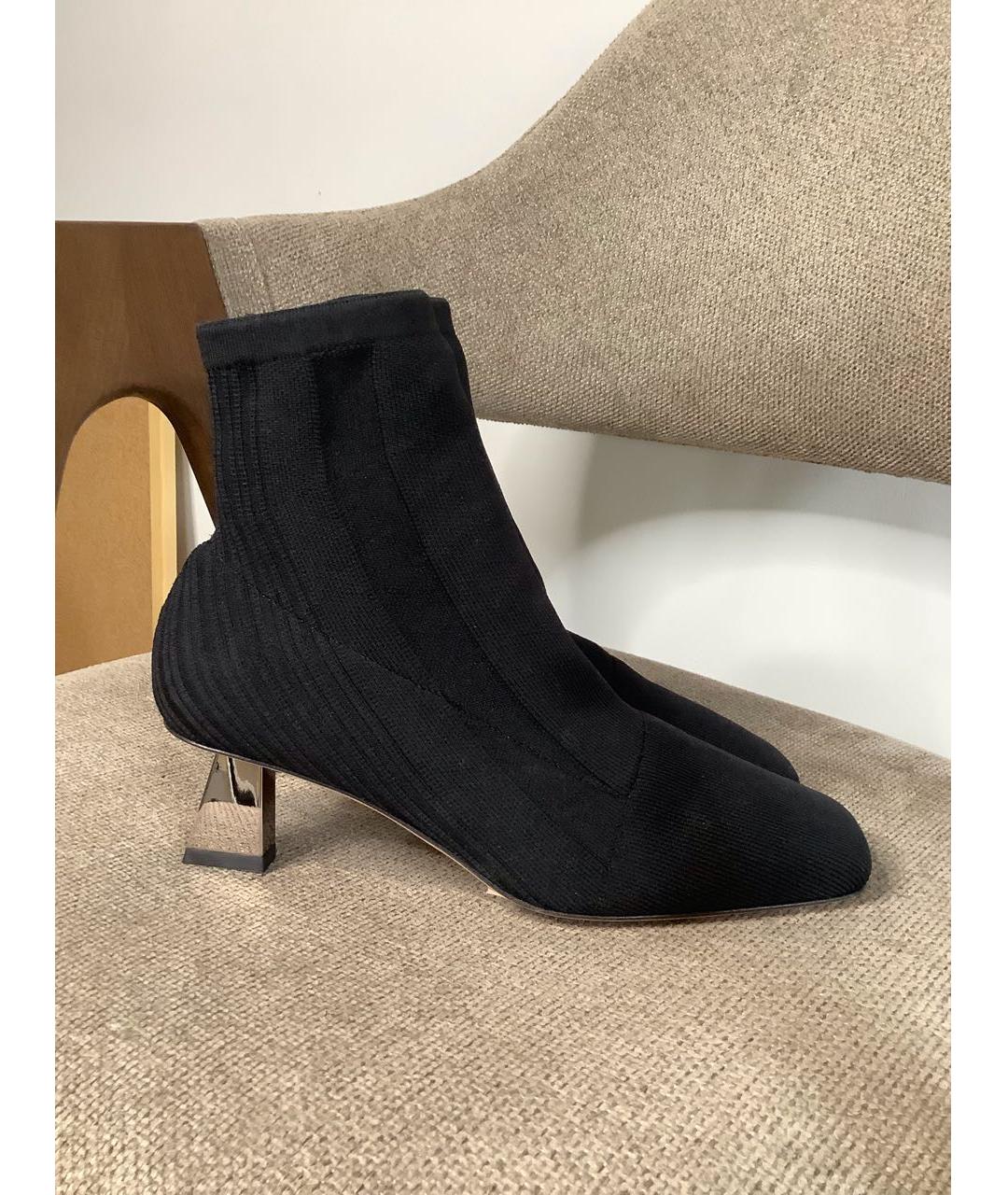 SPORTMAX Черные текстильные ботильоны, фото 5