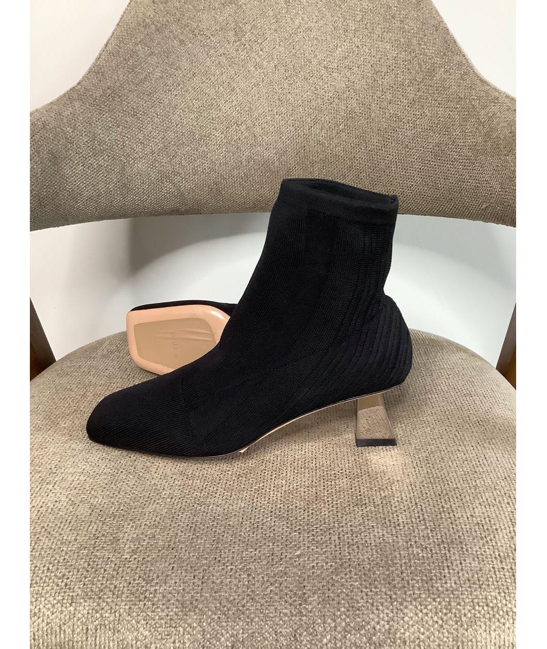 SPORTMAX Черные текстильные ботильоны, фото 6