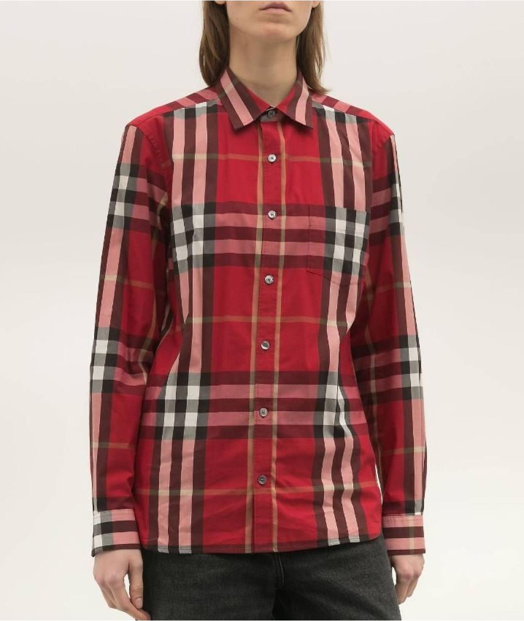 BURBERRY Бордовая хлопко-эластановая рубашка, фото 6