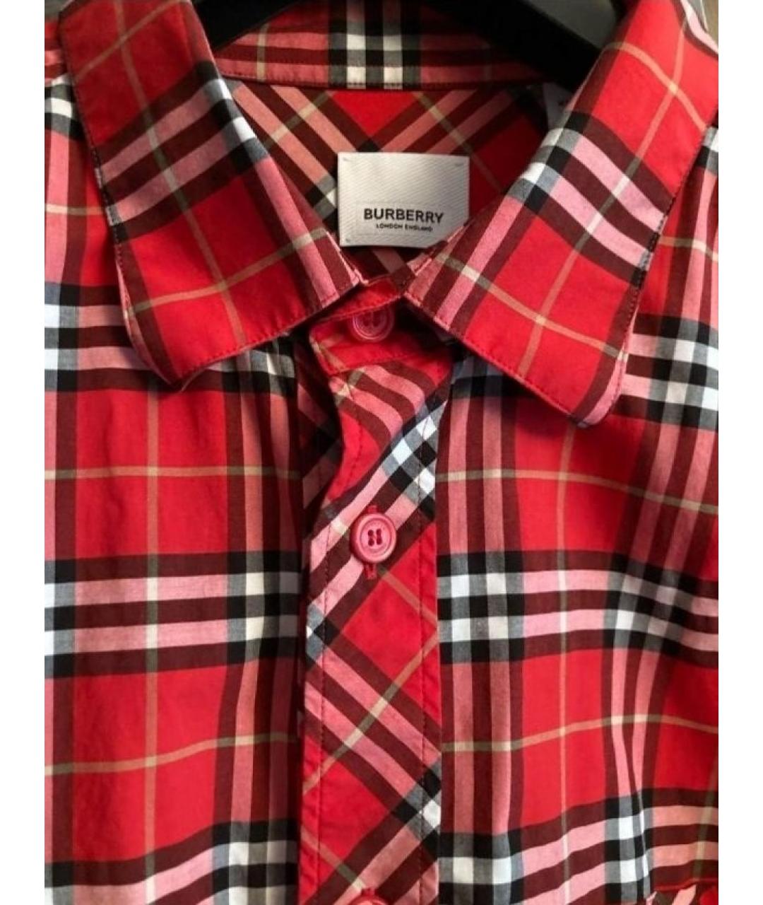 BURBERRY Бордовая хлопко-эластановая рубашка, фото 8