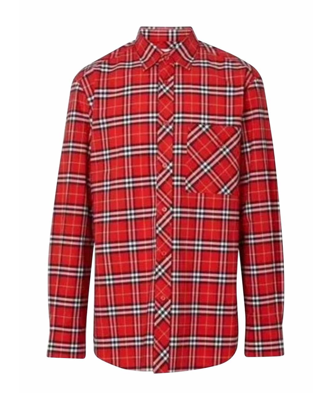 BURBERRY Бордовая хлопко-эластановая рубашка, фото 1