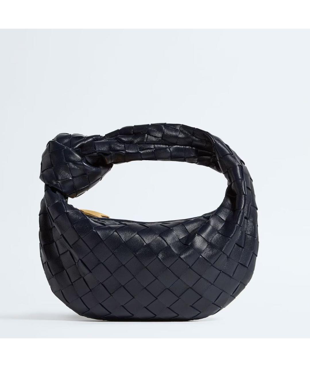 BOTTEGA VENETA Темно-синяя кожаная сумка с короткими ручками, фото 3