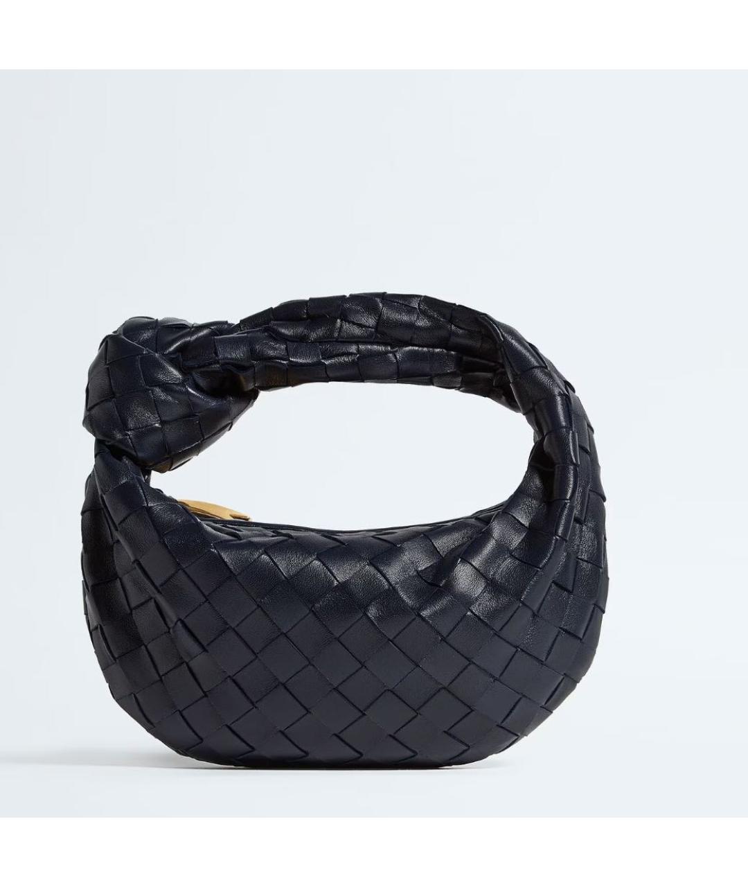 BOTTEGA VENETA Темно-синяя кожаная сумка с короткими ручками, фото 4