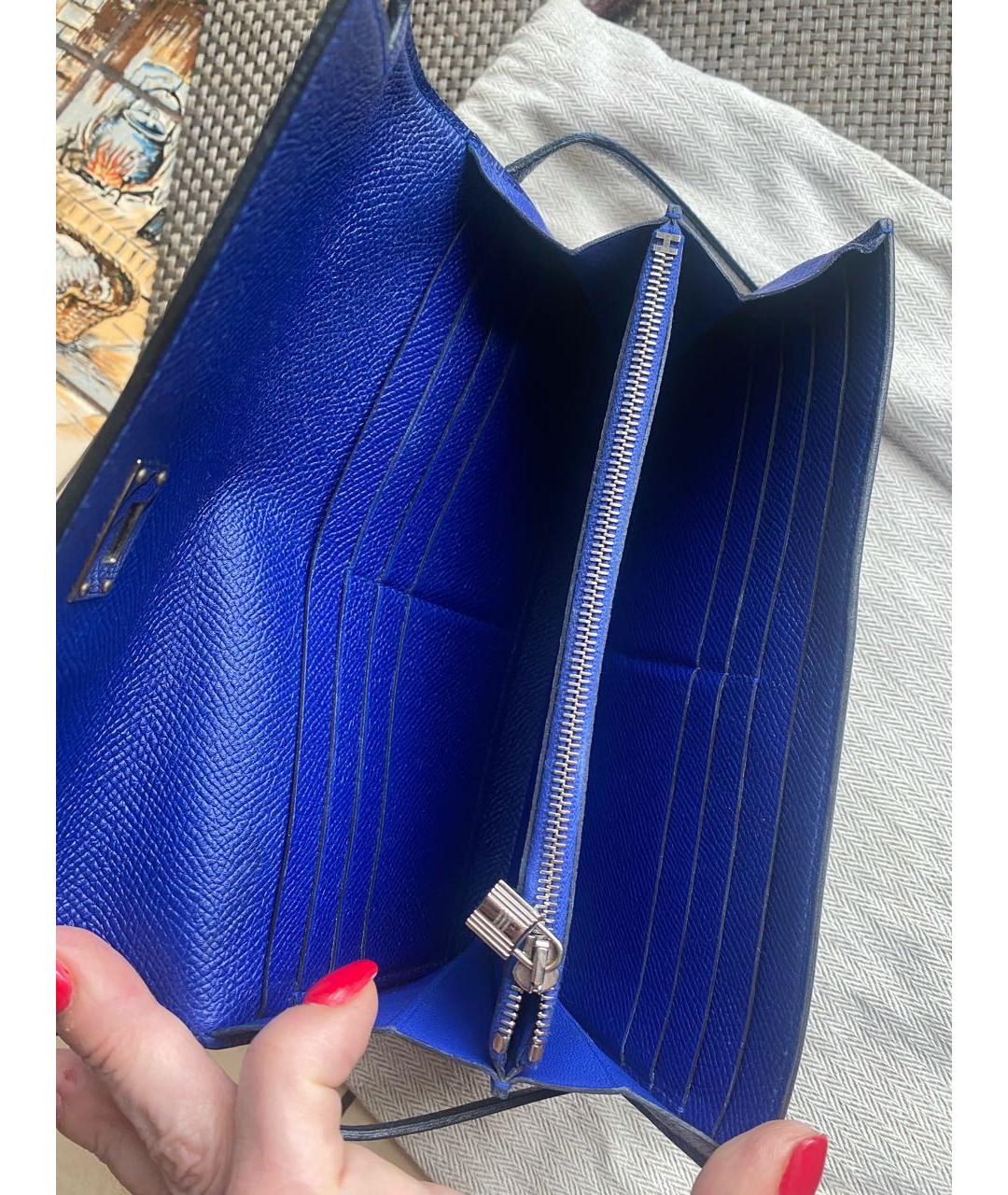 HERMES Синий кожаный кошелек, фото 7
