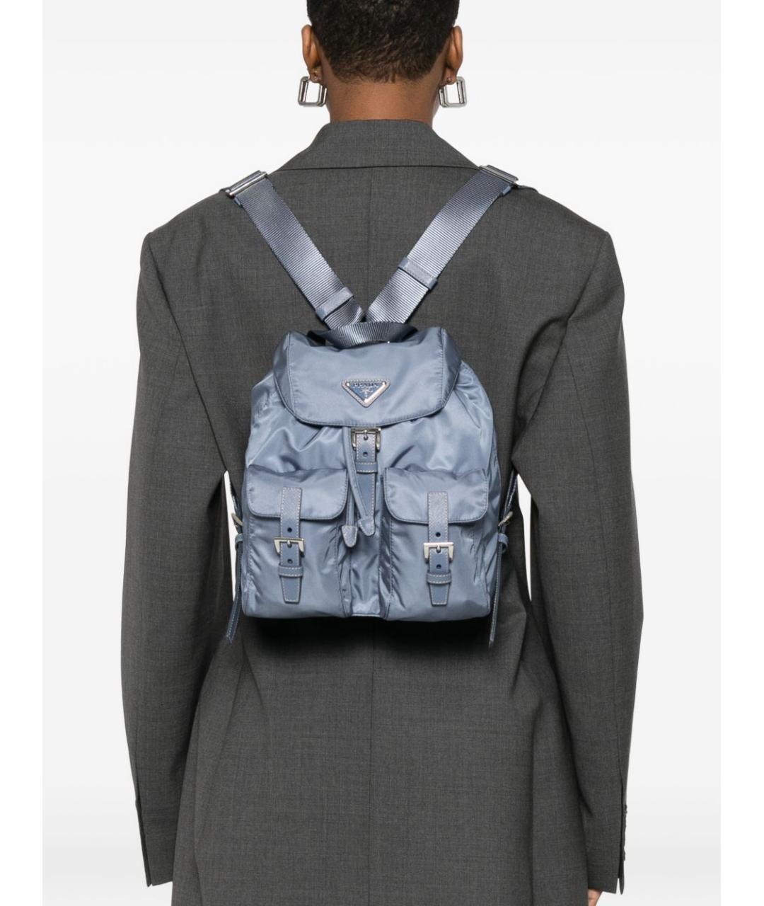PRADA Голубой синтетический рюкзак, фото 3