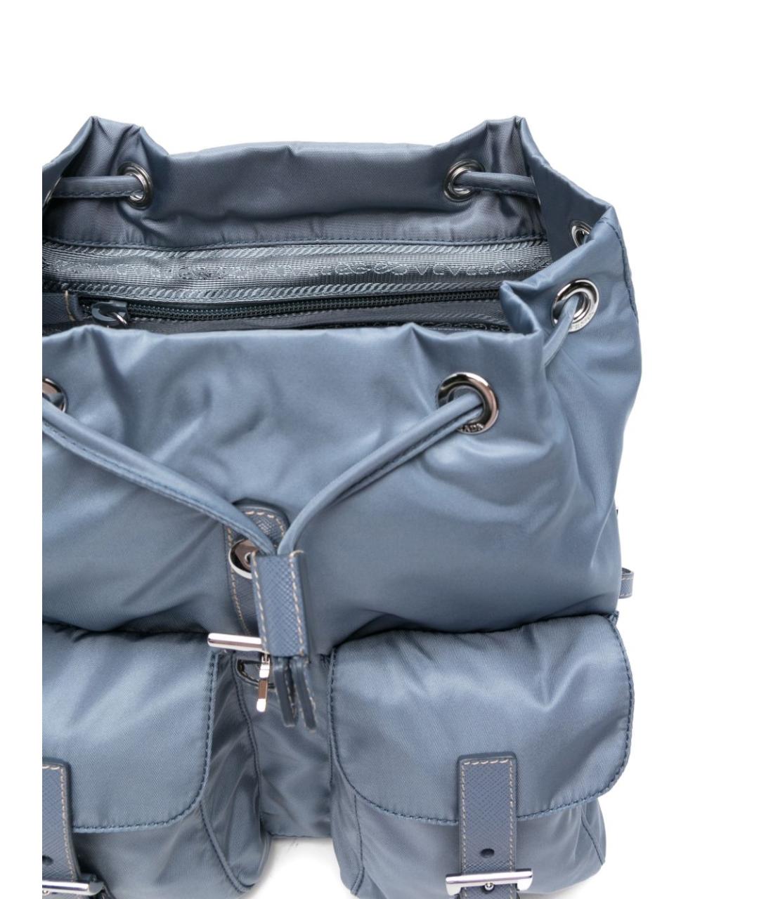 PRADA Голубой синтетический рюкзак, фото 4
