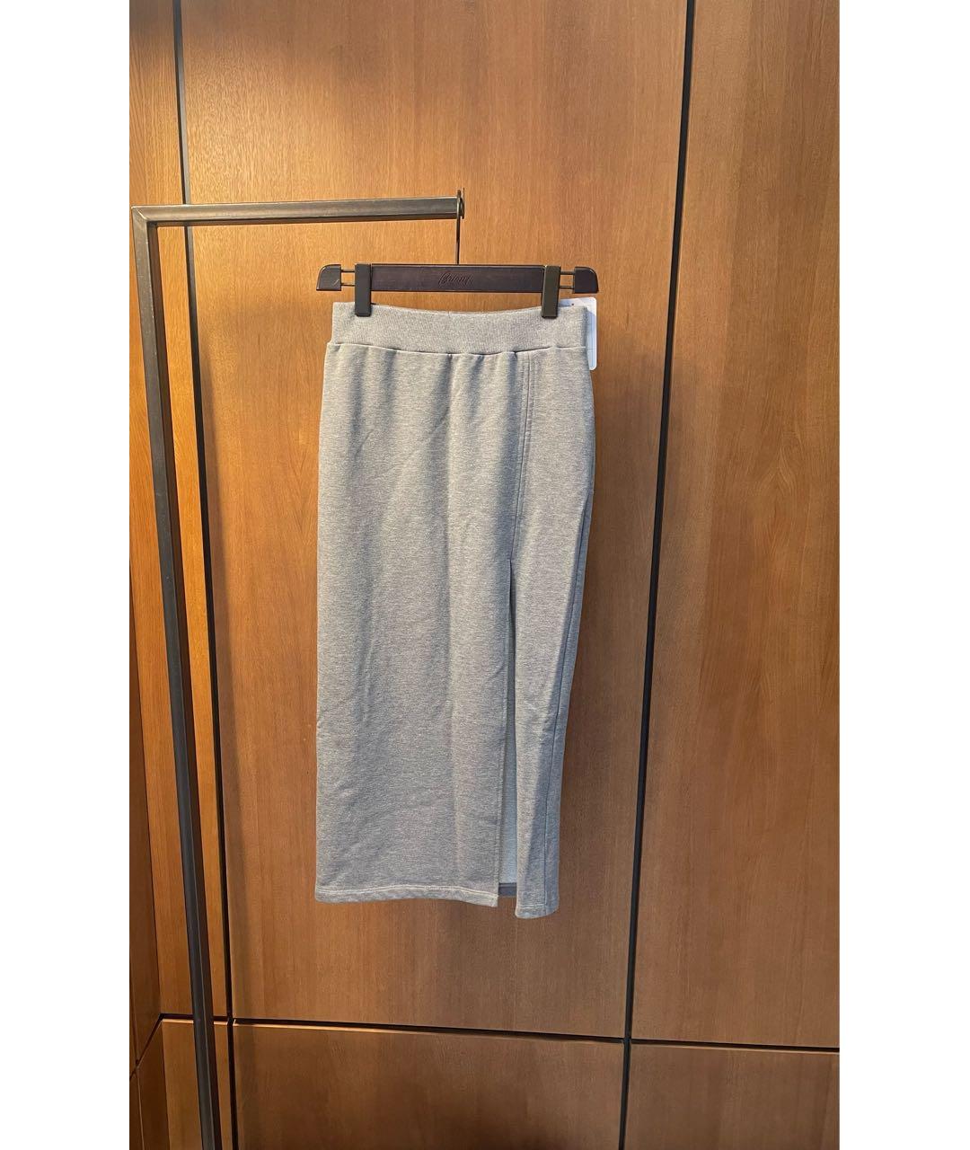 RED VALENTINO Серая хлопко-эластановая юбка макси, фото 6