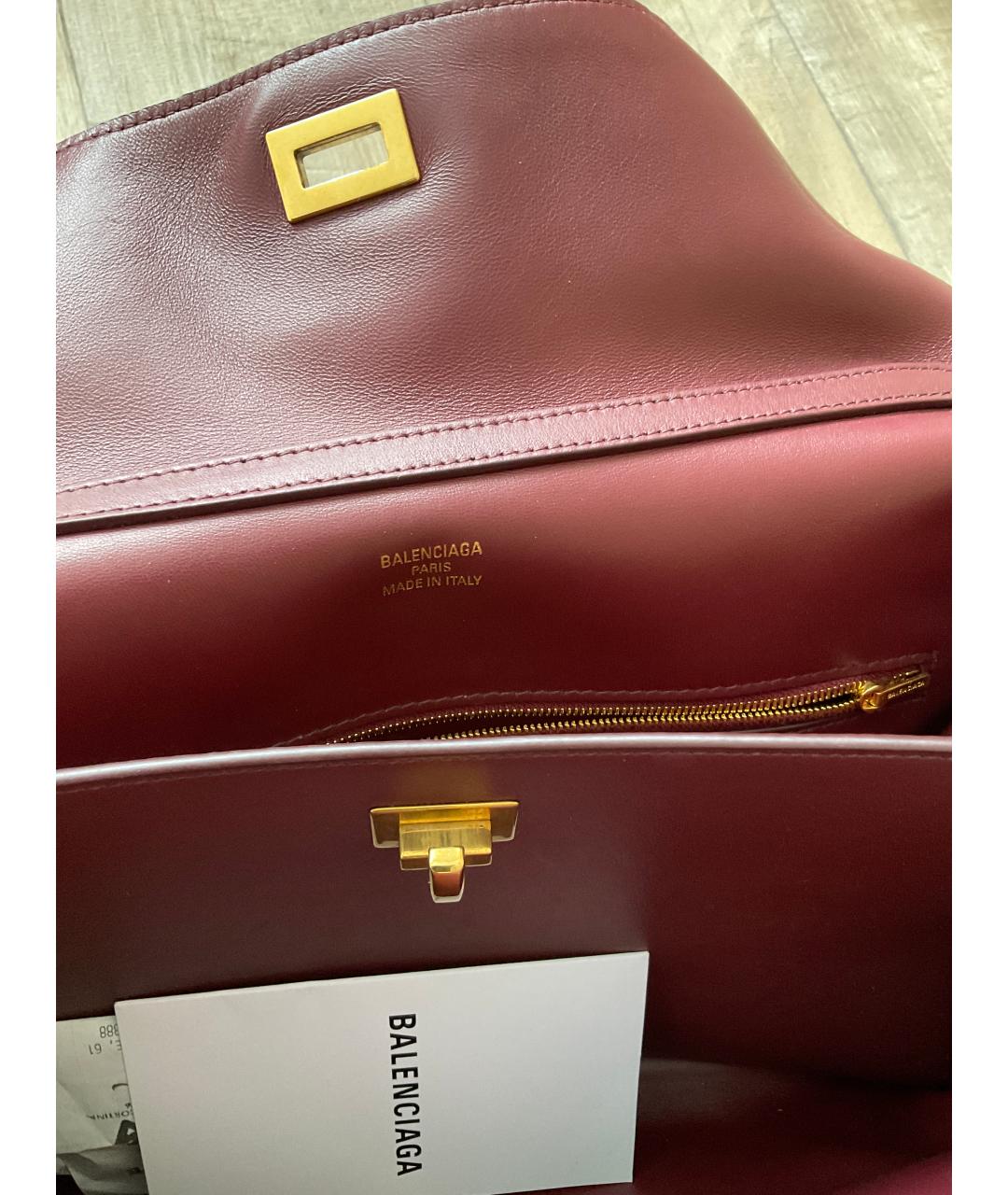 BALENCIAGA Бордовая кожаная сумка через плечо, фото 5
