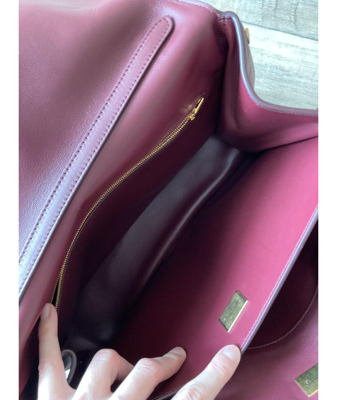 BALENCIAGA Бордовая кожаная сумка через плечо, фото 6