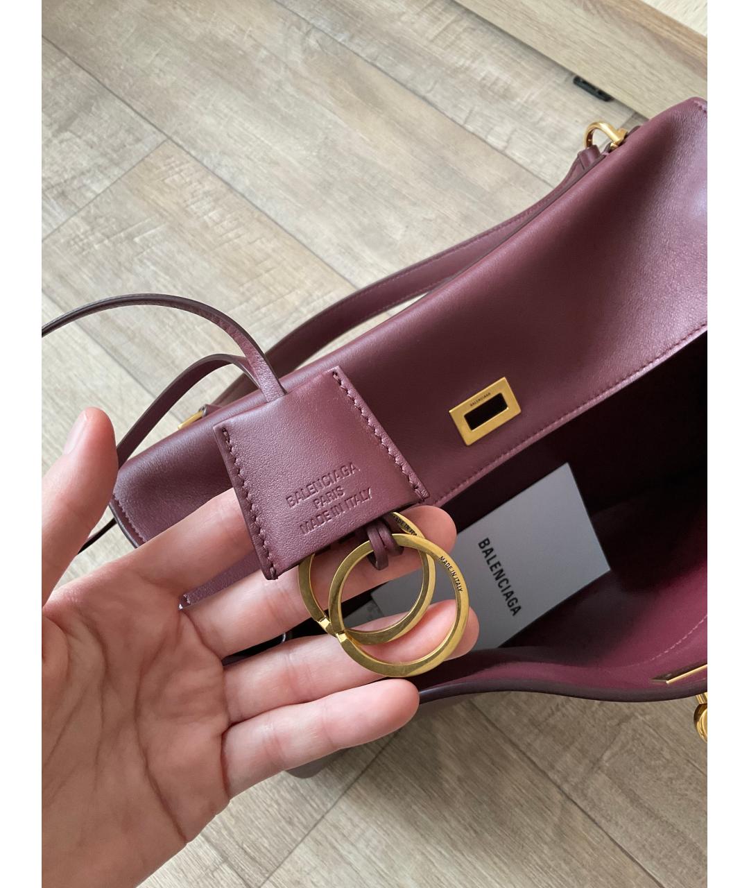 BALENCIAGA Бордовая кожаная сумка через плечо, фото 8