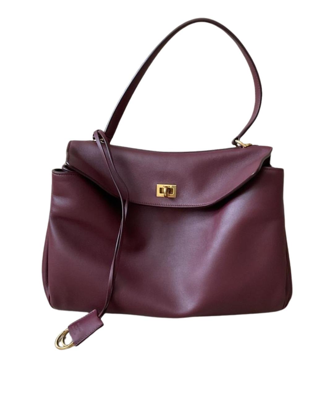 BALENCIAGA Бордовая кожаная сумка через плечо, фото 1