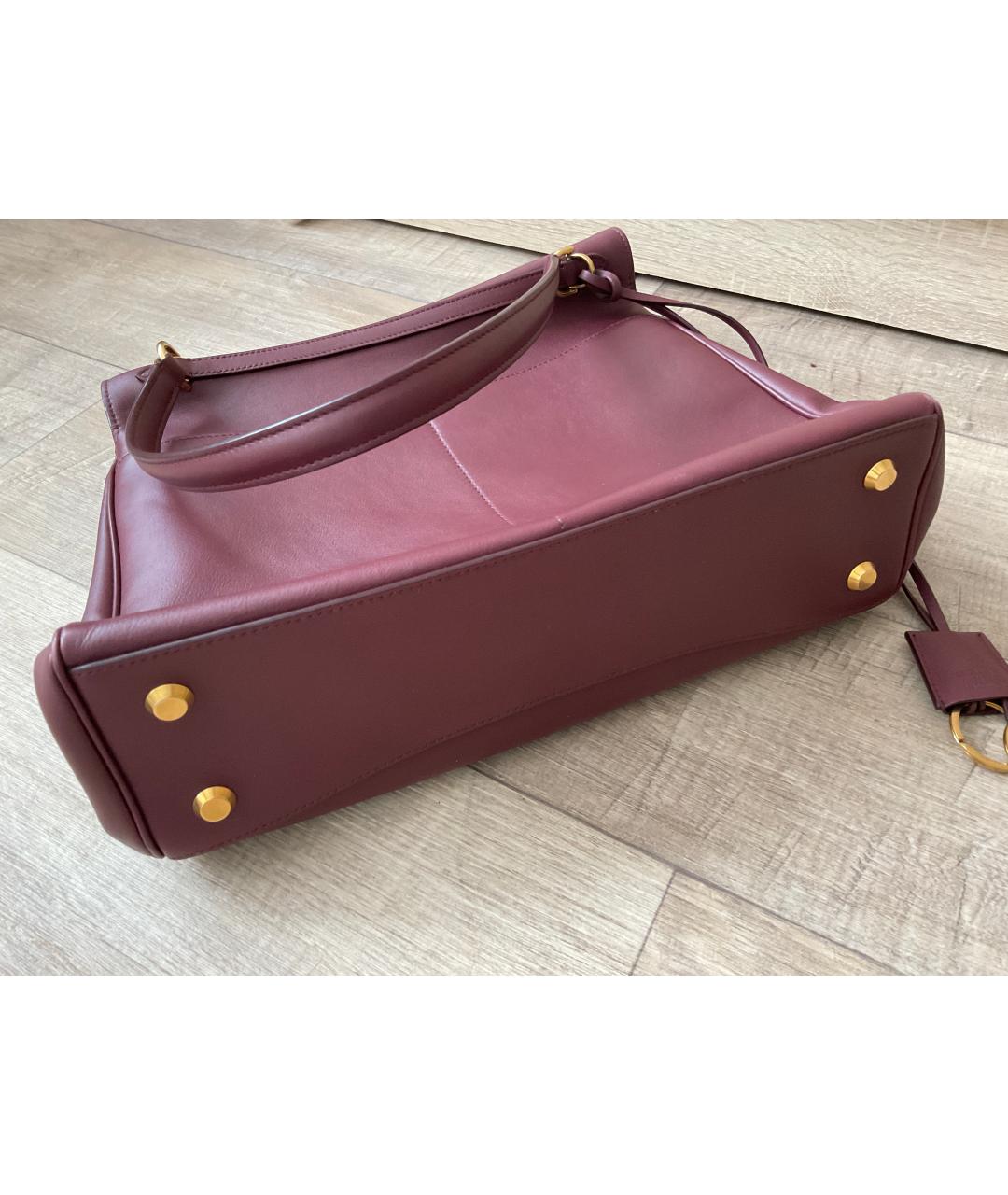BALENCIAGA Бордовая кожаная сумка через плечо, фото 9