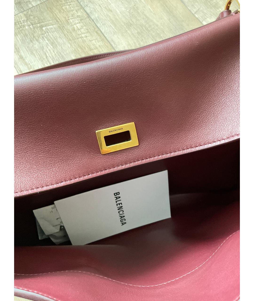 BALENCIAGA Бордовая кожаная сумка через плечо, фото 7