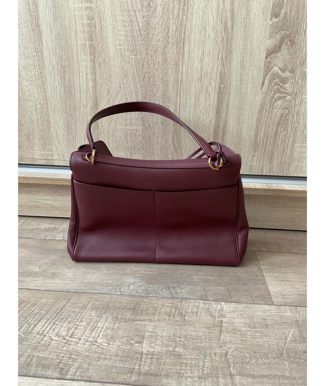 BALENCIAGA Бордовая кожаная сумка через плечо, фото 3