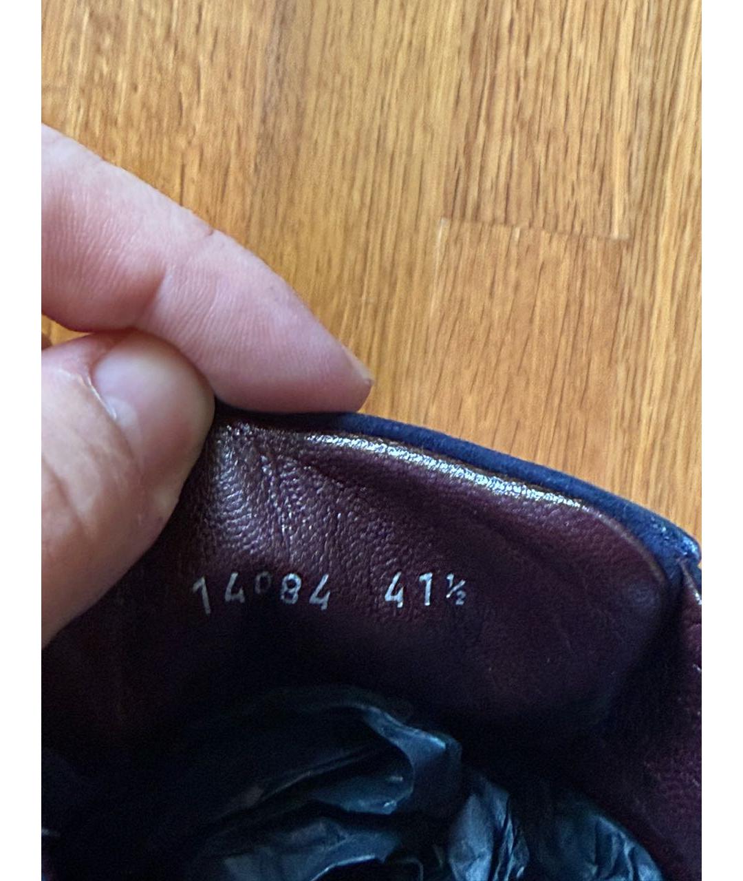 VALENTINO Темно-синие кожаные низкие кроссовки / кеды, фото 5