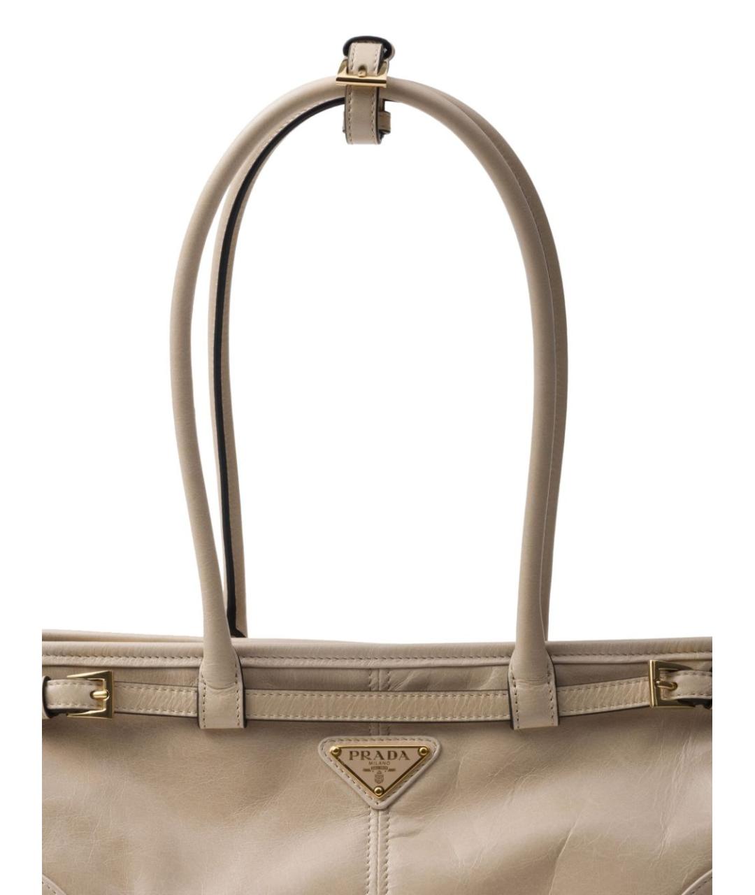 PRADA Бежевая кожаная сумка тоут, фото 3