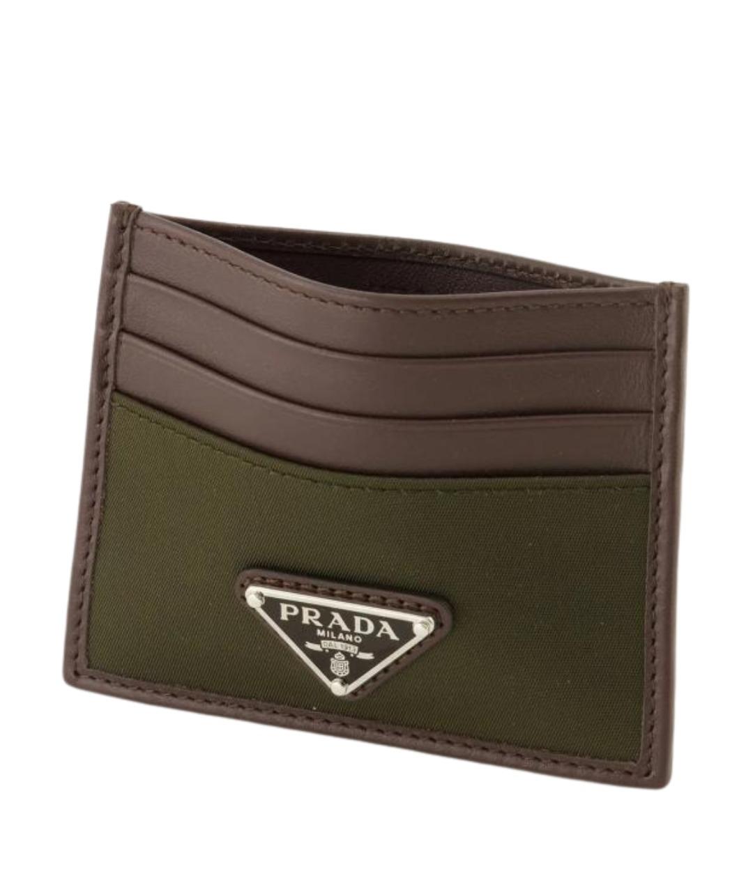 PRADA Зеленый кожаный кардхолдер, фото 1