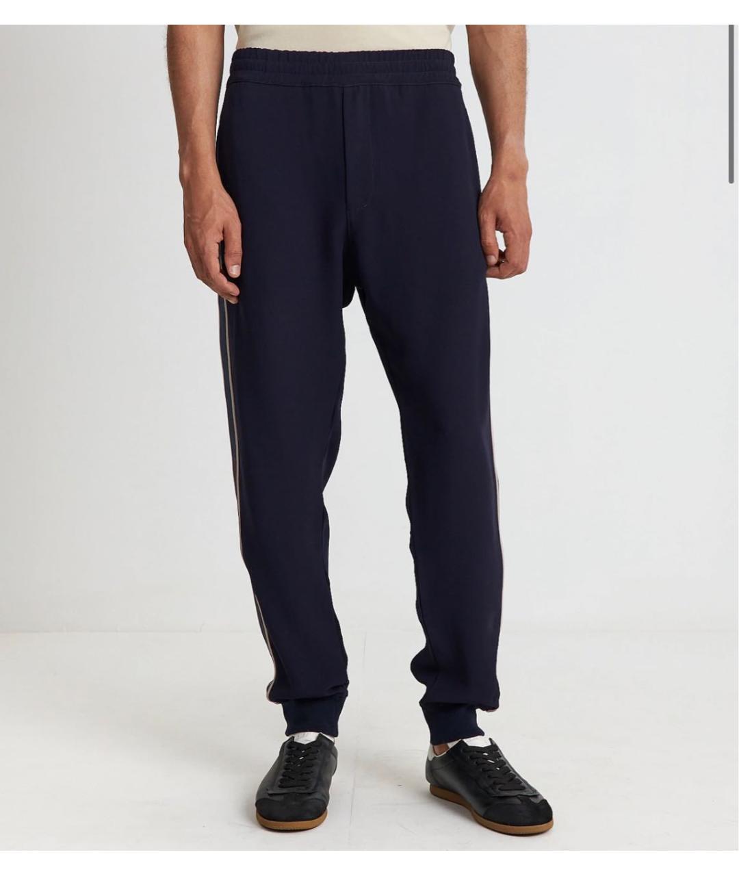 ALEXANDER MCQUEEN Темно-синие вискозные повседневные брюки, фото 3