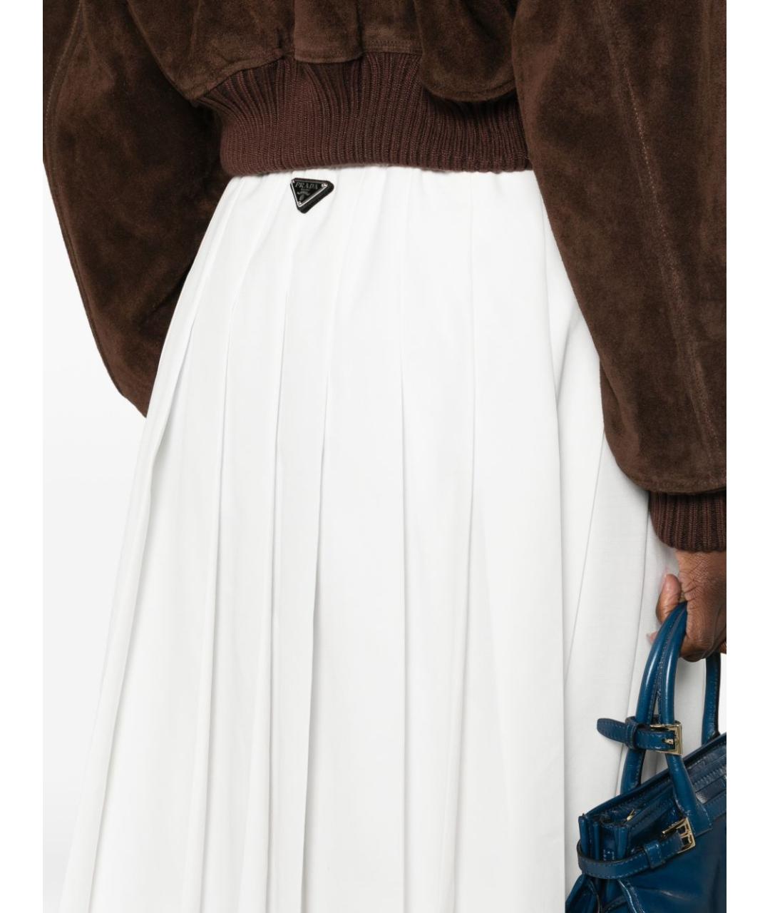 PRADA Белая хлопковая юбка миди, фото 2