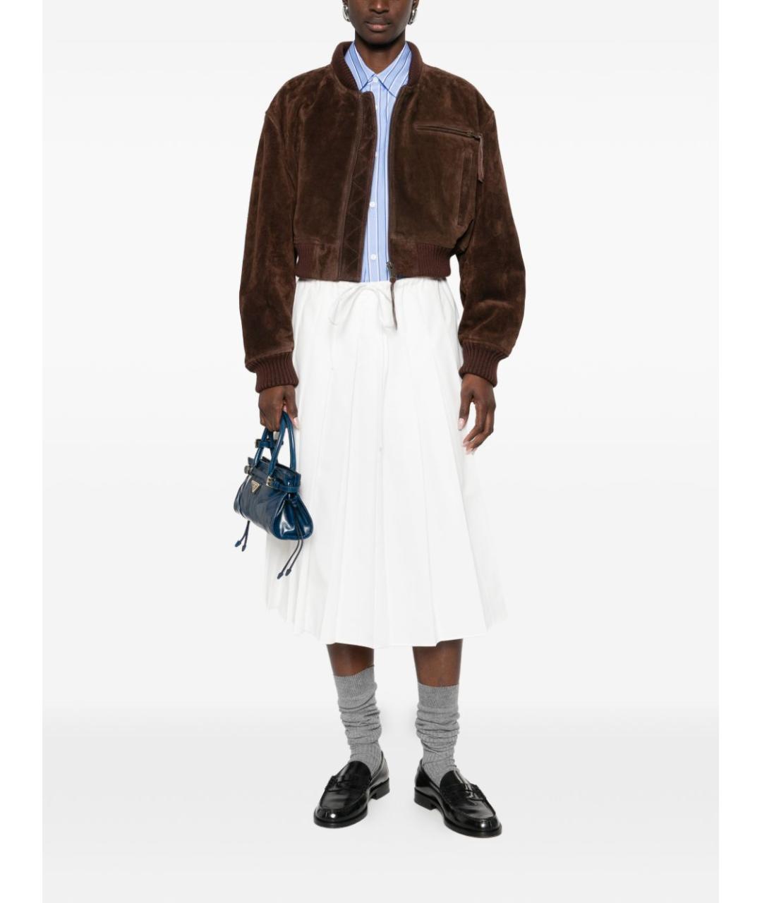 PRADA Белая хлопковая юбка миди, фото 3