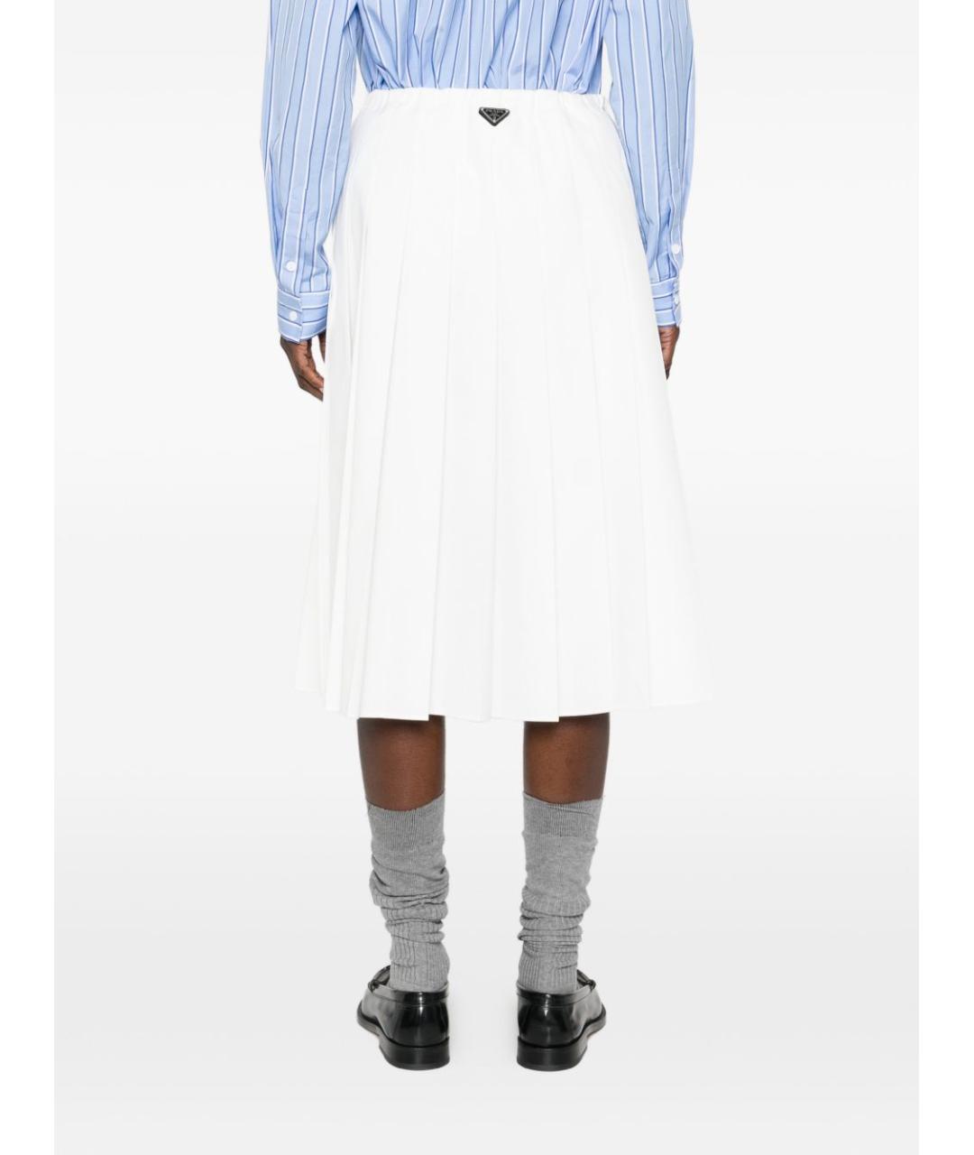 PRADA Белая хлопковая юбка миди, фото 4