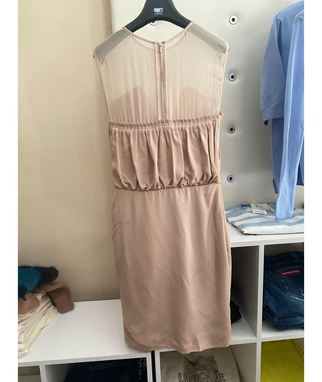 PAUL SMITH Бежевое шелковое коктейльное платье, фото 5