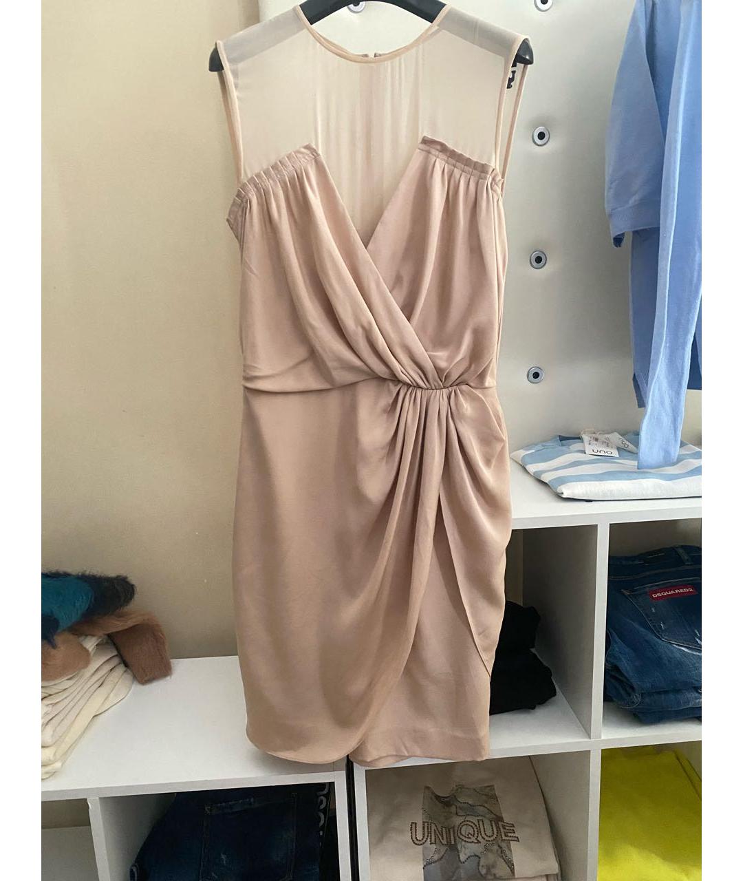 PAUL SMITH Бежевое шелковое коктейльное платье, фото 7