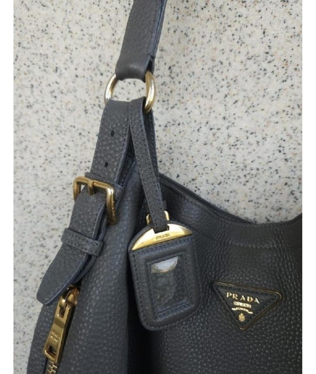PRADA Серая кожаная сумка через плечо, фото 8