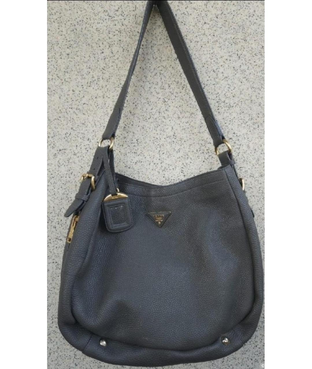 PRADA Серая кожаная сумка через плечо, фото 7