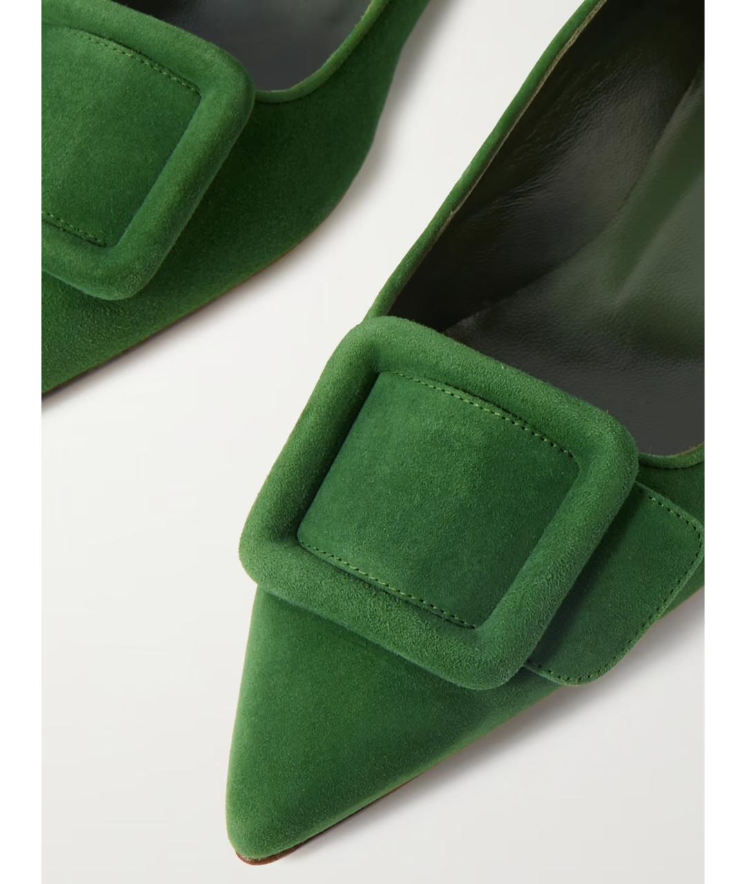 MANOLO BLAHNIK Зеленые замшевые балетки, фото 3